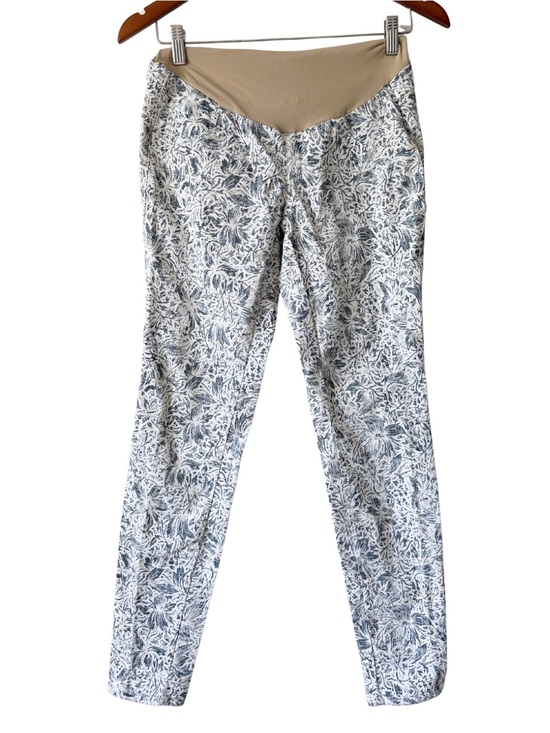 Motherhood Denim - Motherhood Maternity Jeans Blue Floral Tan Waistband Size Small Stratch Pockets